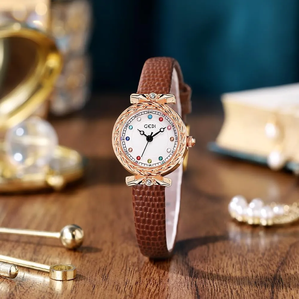 Wrist Watches adjunct gatherer skyscraper Classic Ultra-Thin Business Dress Watches Fashion Waterproof Quartz Watch Leather Band/Stainless Steel Band FANMIS Women Luxury Colored Crystal 