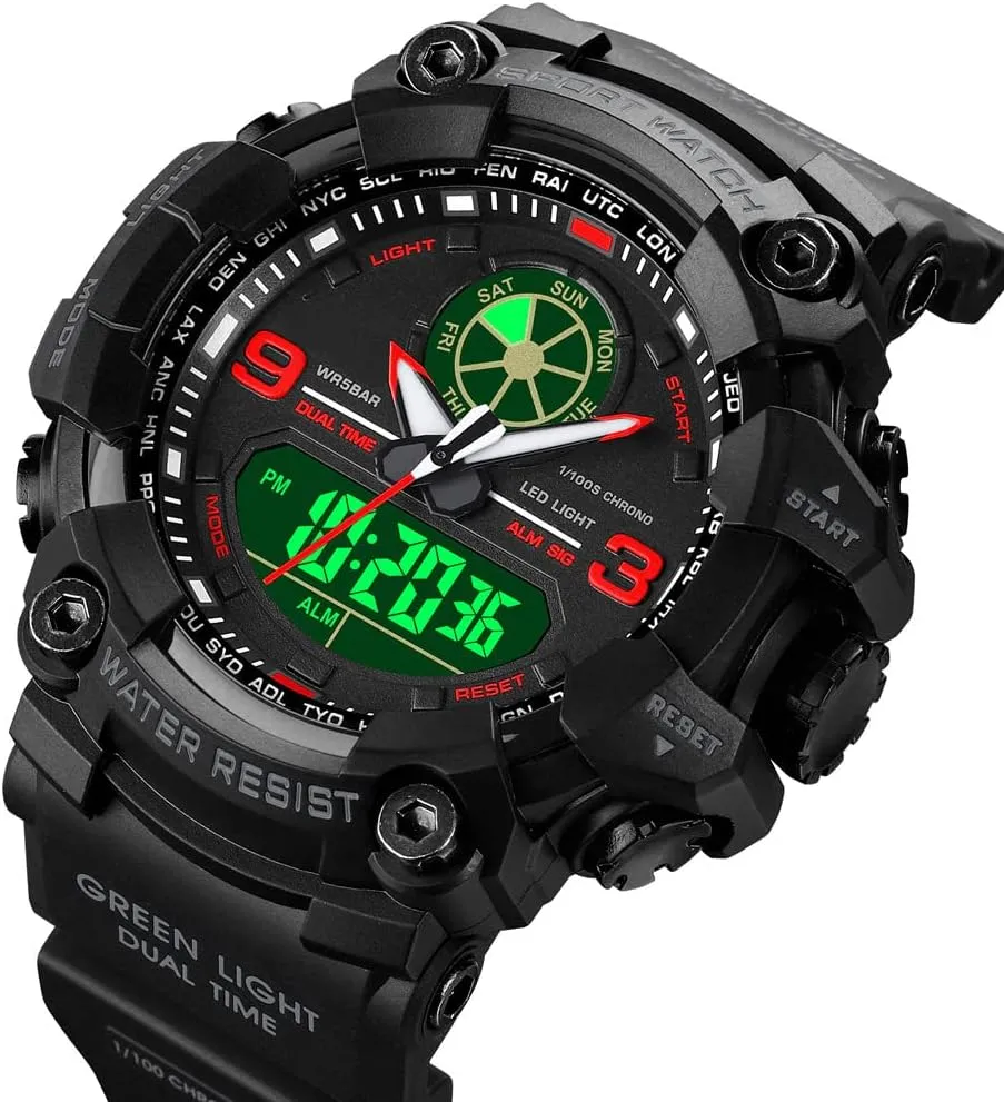 Wrist Watches, Analog Digital Watch Stop Watches for Sports, Large Dual Time 12/24H Gifts for Him latent modem renter replicate tinge rivalry Mens Military Watches for Men, Men's 