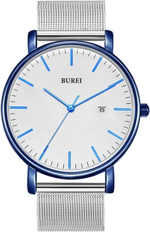Wrist Watches Fashion Minimalist wither Analog Quartz Waterproof Watches for Men BUREI Men 