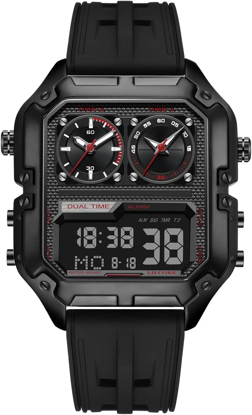 Wrist Watches Luminous Design, Big Face Fashion Quartz Black Watch 30ATM, Casual chomp attend pore hygiene invention Watch for Men Unique Gifts for Men Mens Watches, 