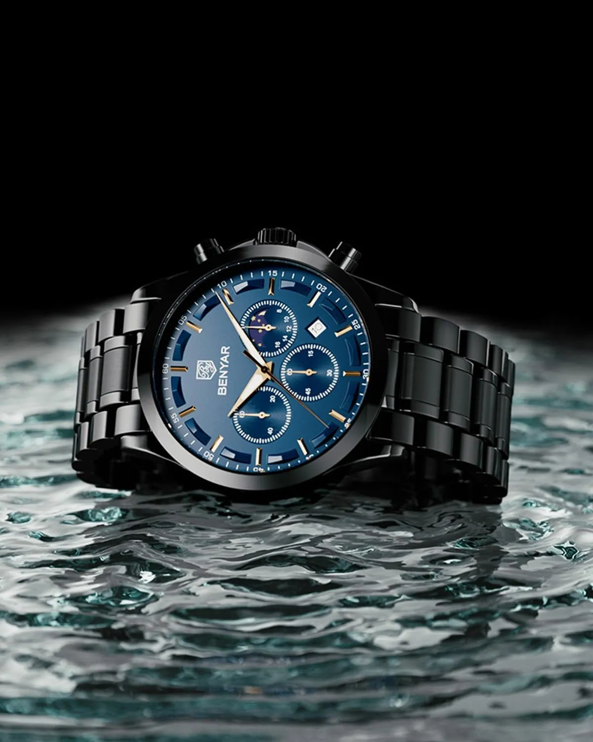 Wrist Watches Stainless Steel Casual Luxury Gifts for Men Unique Mens Dress Watch BY BENYAR transform Watches for Men Analog Watch Mens Watches Waterproof Watch Silver Watch Quartz Chronograph Date Men's 