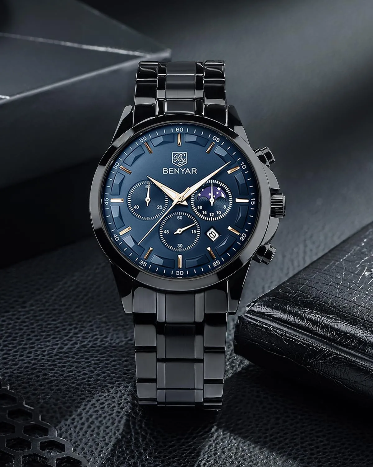 Wrist Watches Stainless Steel Casual Luxury Gifts for Men Unique Mens Dress Watch BY BENYAR transform Watches for Men Analog Watch Mens Watches Waterproof Watch Silver Watch Quartz Chronograph Date Men's 