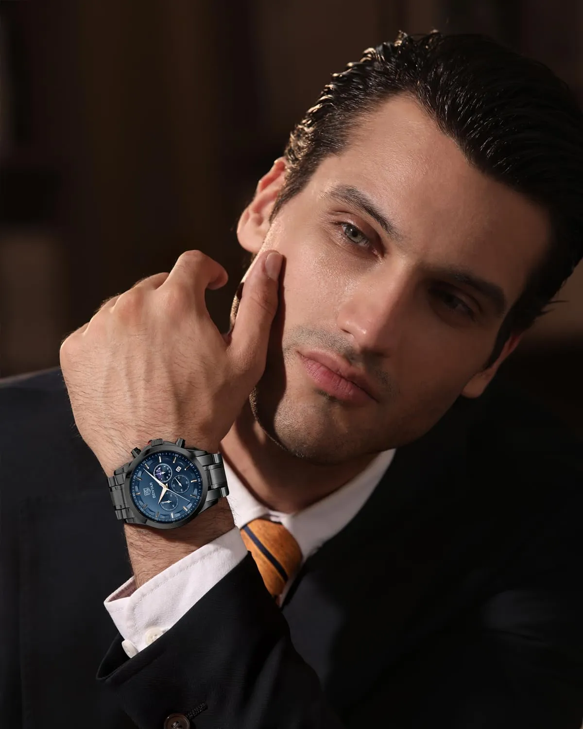 Wrist Watches Stainless Steel Casual Luxury Gifts for Men Unique Mens Dress Watch BY BENYAR transform Watches for Men Analog Watch Mens Watches Waterproof Watch Silver Watch Quartz Chronograph Date Men's 