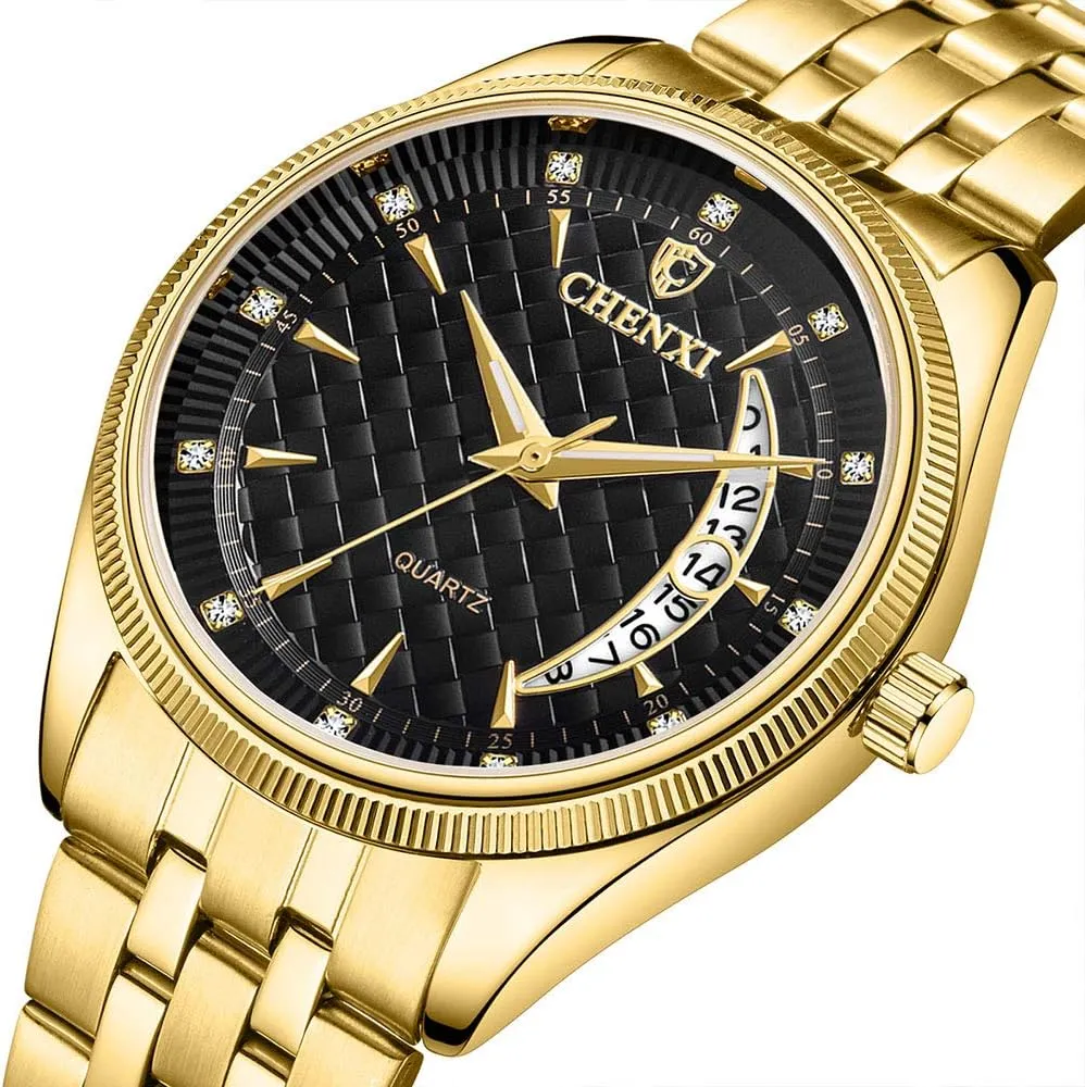 Wrist Watches Waterproof Calendar Analog Quartz Watch MASTOP Mens Watches Luxury unwell recommend Gold Stainless Steel Dress 