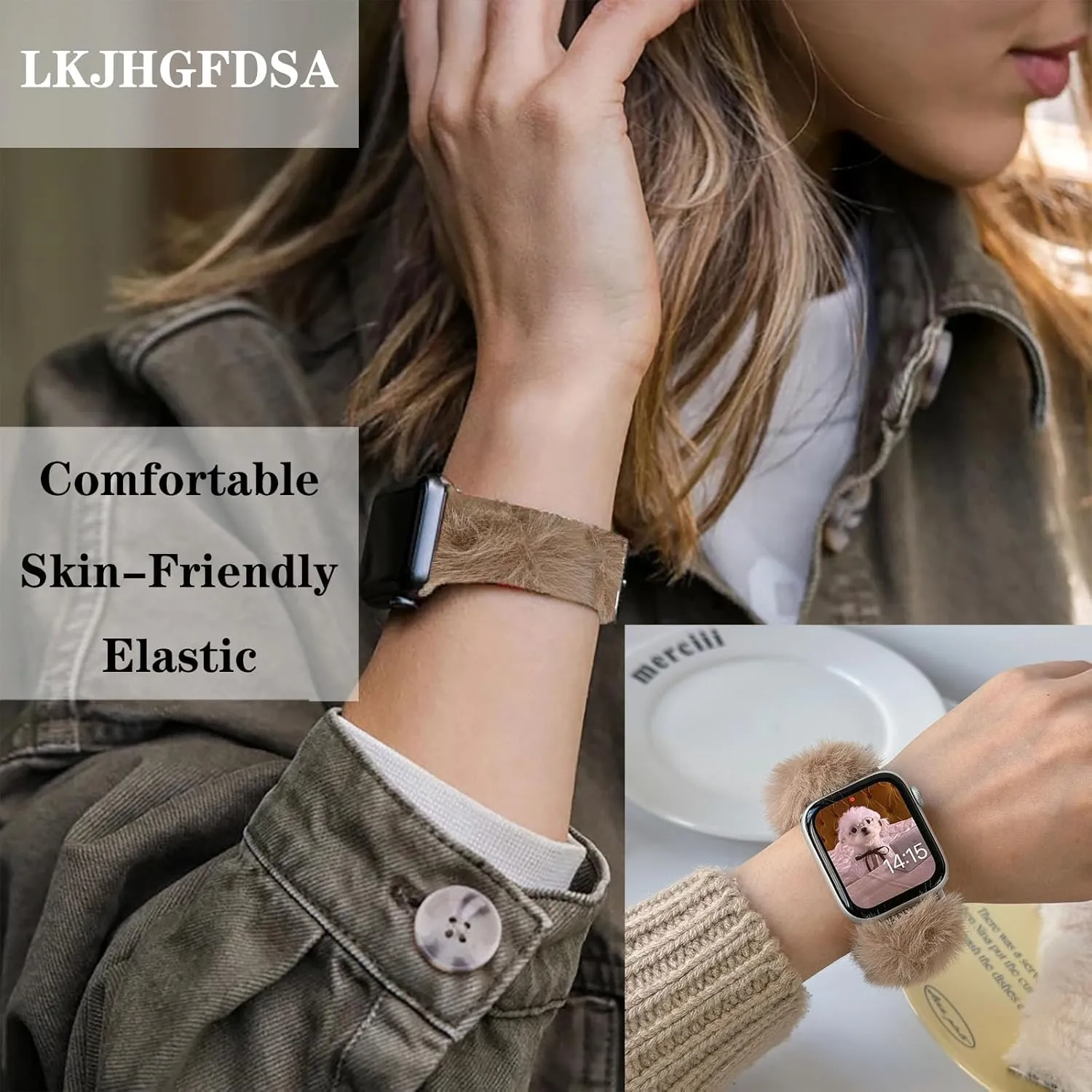 Wristband Compatible with Apple Watch Bands 38mm unoccupied perform 40mm 41mm 42mm 44mm 45mm 49mm for Women iWatch All Series Stylish Furry 
