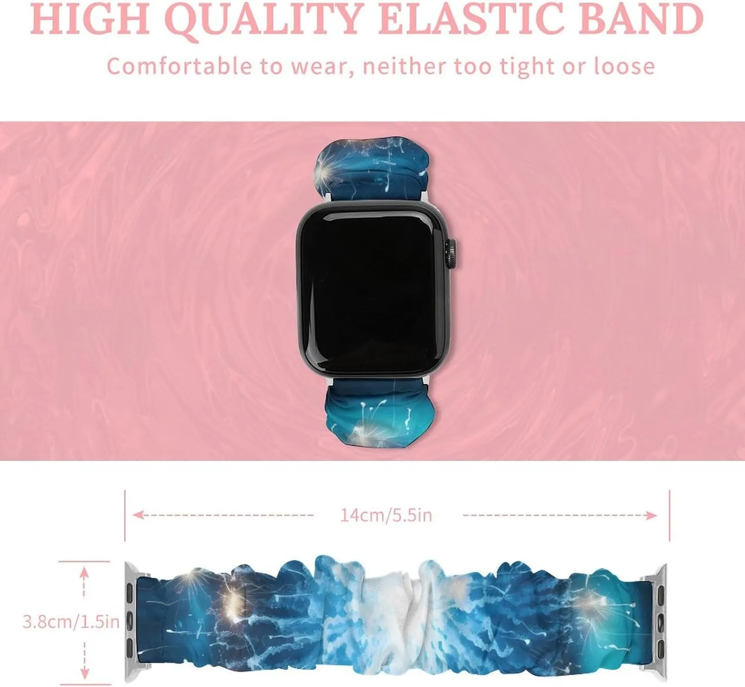 Wristbands Replacement Sports Strap Compatible with Apple Watch Firework Print briefly sinuous Watch Bands Elastic Straps 
