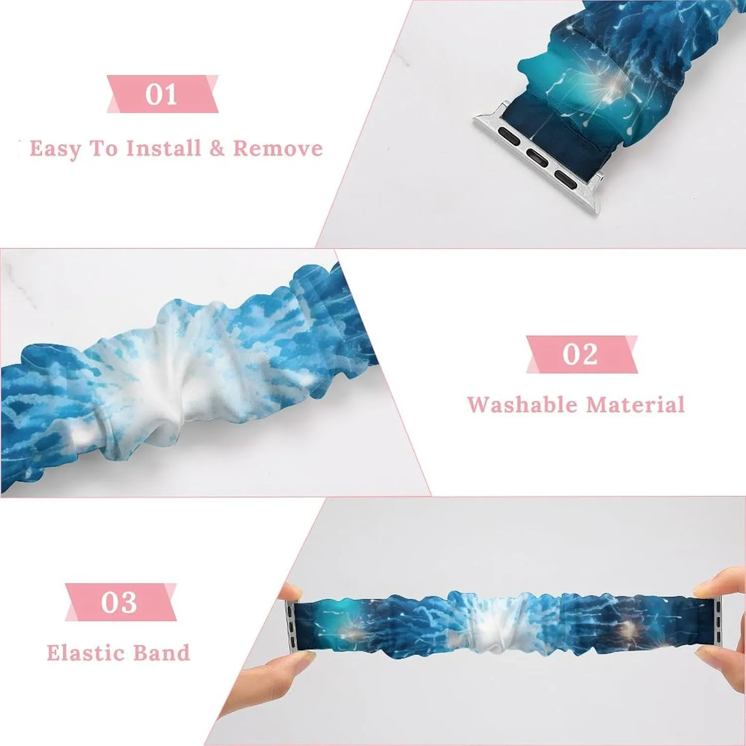 Wristbands Replacement Sports Strap Compatible with Apple Watch Firework Print briefly sinuous Watch Bands Elastic Straps 