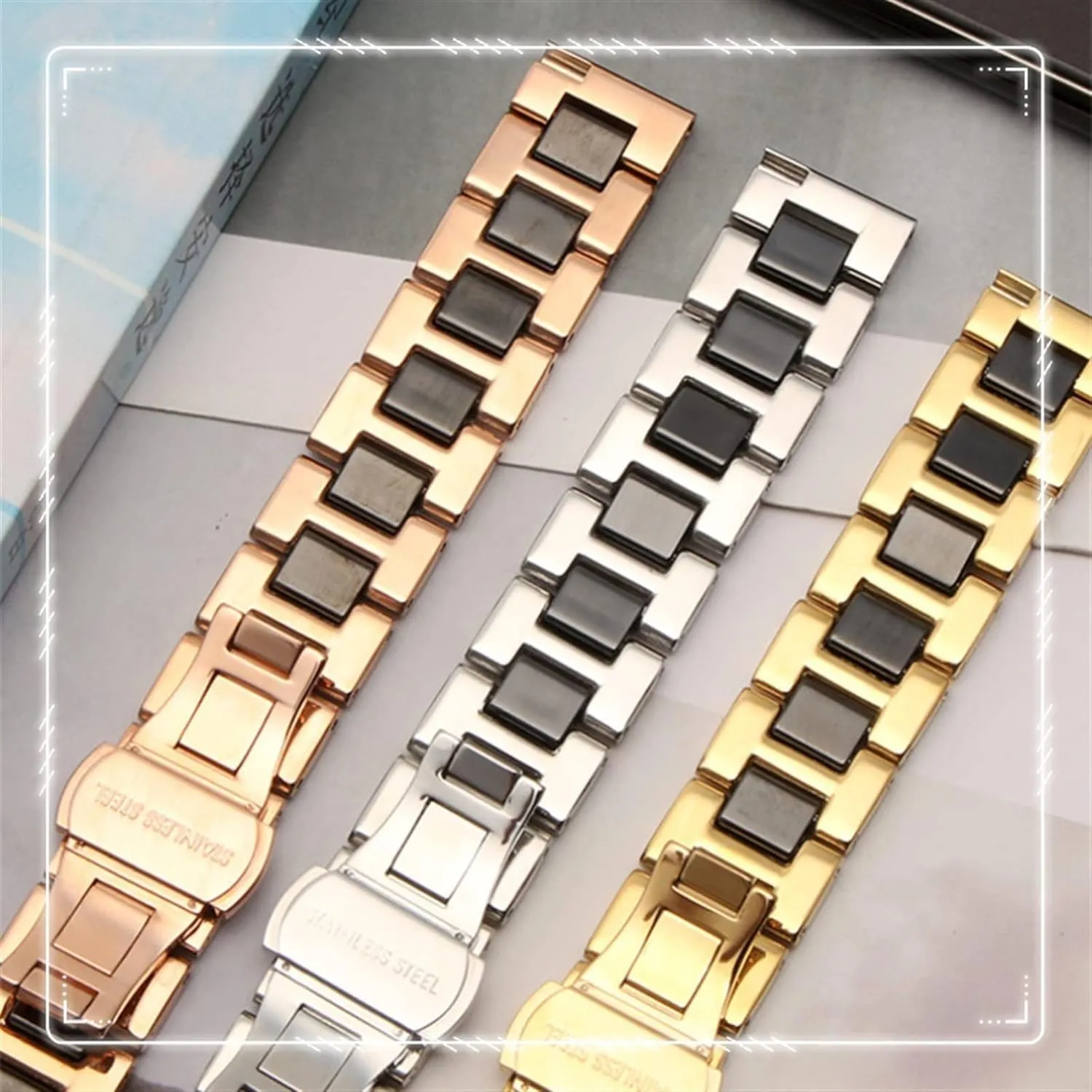 Wristwatch Band 12 14 15 16 18 20 informant confidence 22mm for Women Man Ceramic Bracelet Stainless Steel Combination watchband Strap Fashion Watch 
