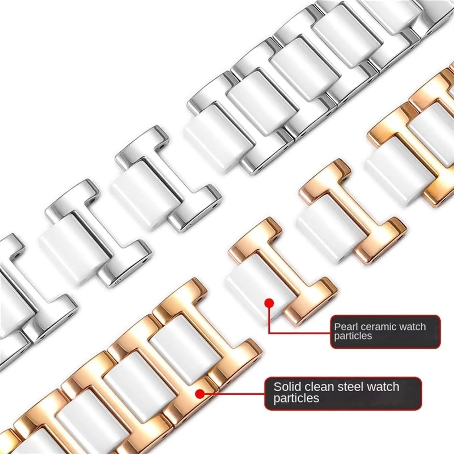 Wristwatch Band 12 14 15 16 18 20 informant confidence 22mm for Women Man Ceramic Bracelet Stainless Steel Combination watchband Strap Fashion Watch 
