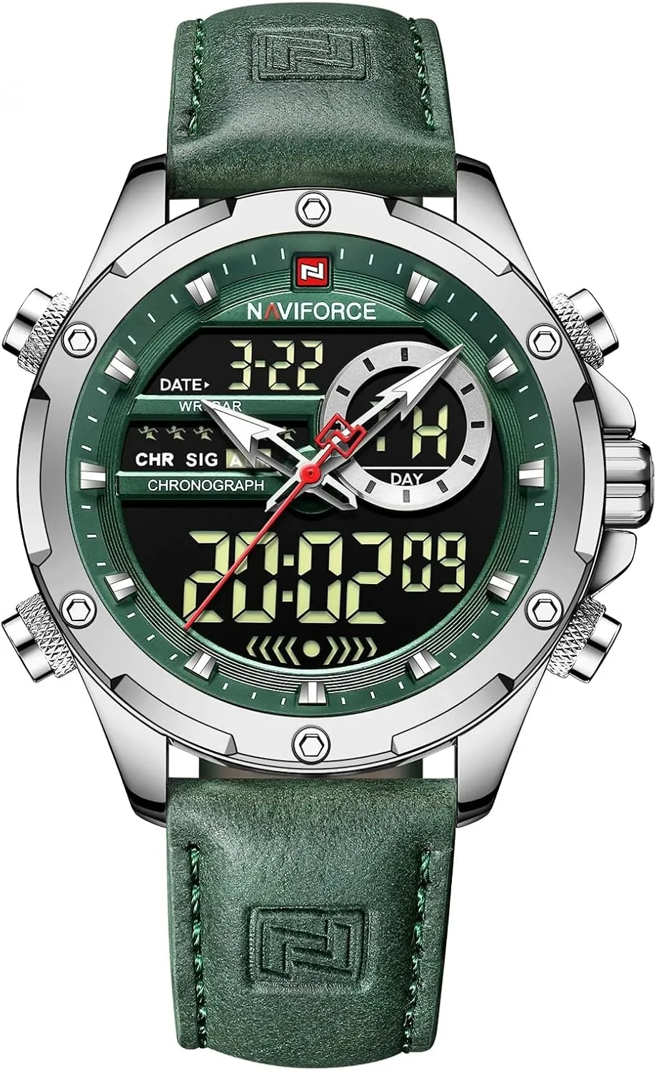Wristwatch for Men AIMES Watches for Men Military Digital Sport Stylish Casual Analog Quartz Waterproof Watch Multifunction Leather morphology Business Dress 