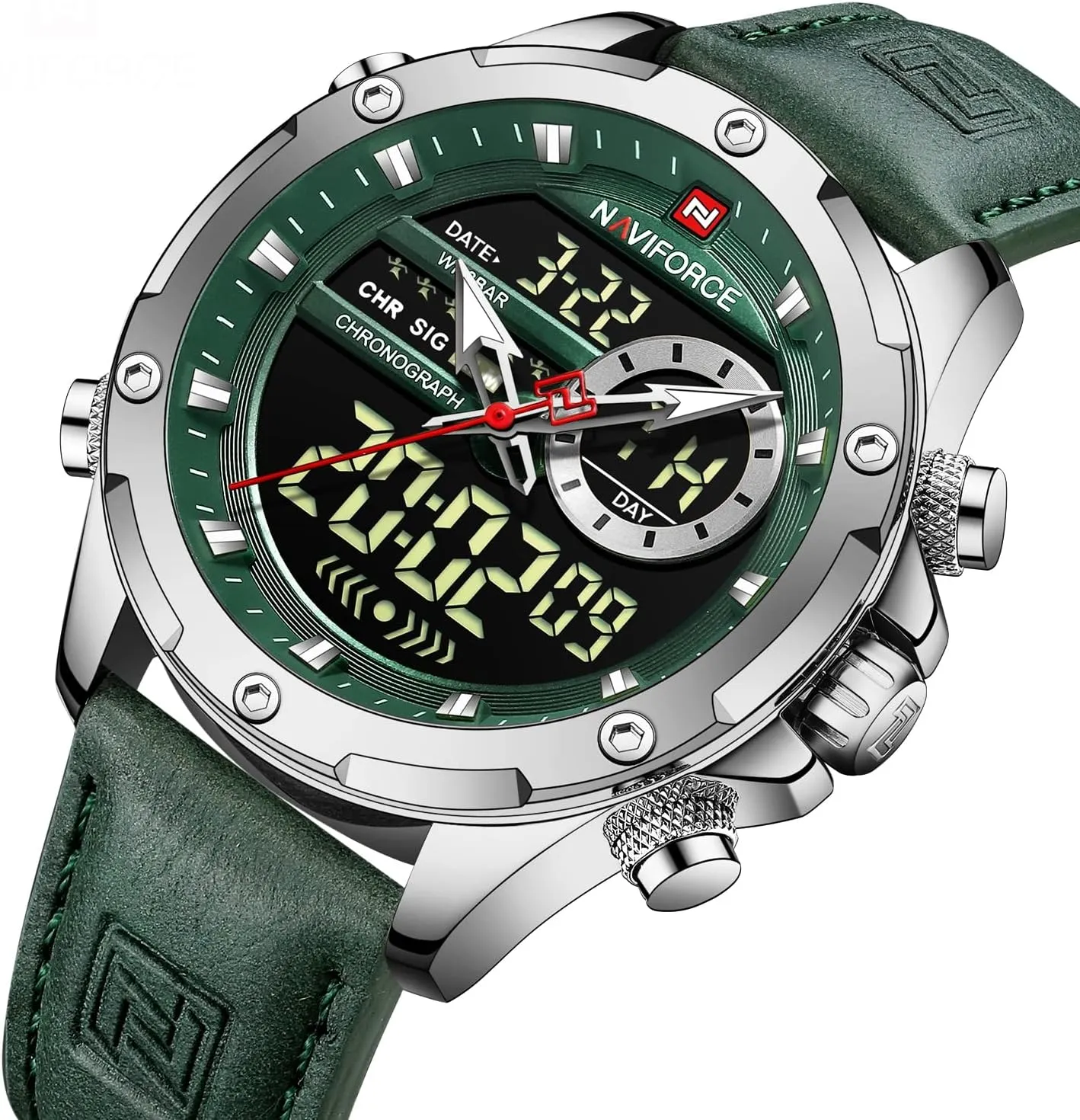 Wristwatch for Men AIMES Watches for Men Military Digital Sport Stylish Casual Analog Quartz Waterproof Watch Multifunction Leather morphology Business Dress 