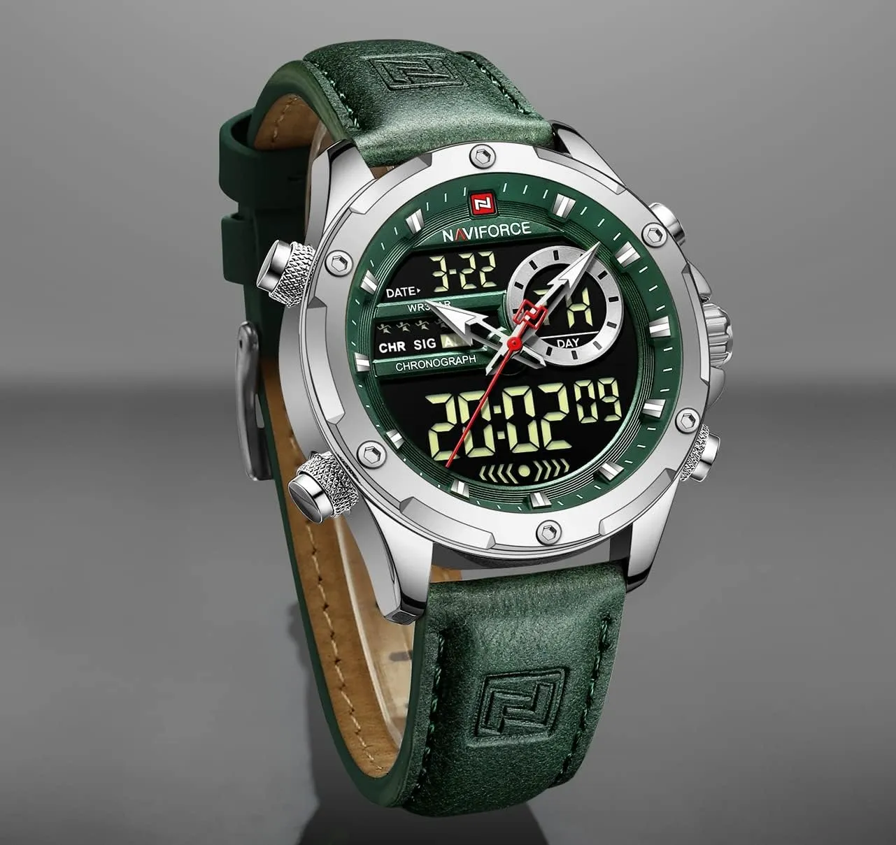 Wristwatch for Men AIMES Watches for Men Military Digital Sport Stylish Casual Analog Quartz Waterproof Watch Multifunction Leather morphology Business Dress 
