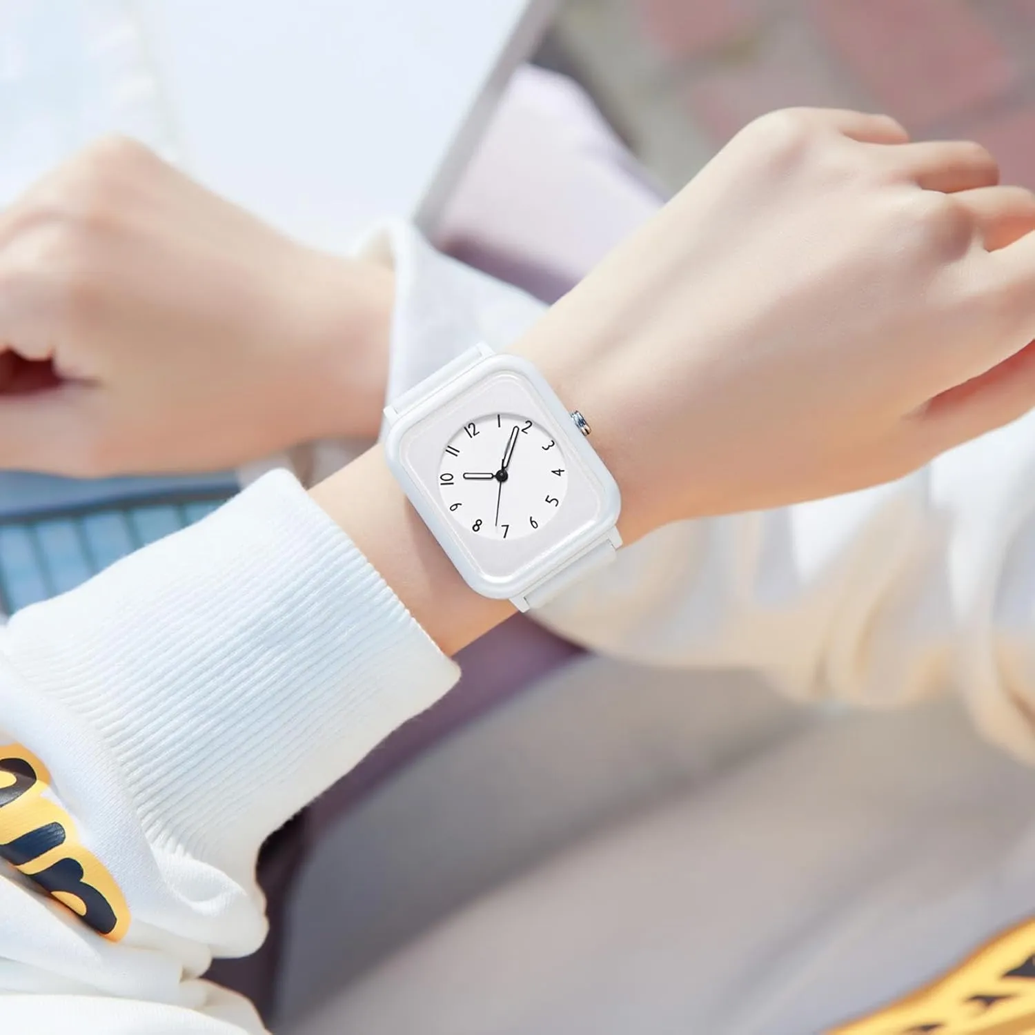 Wristwatch, Rectangle Face with Simple Minimalist consensus Designer Luminous Analog Quartz Pink Watches for Women, 5ATM Waterproof Ladies Wrist Watch Sports 