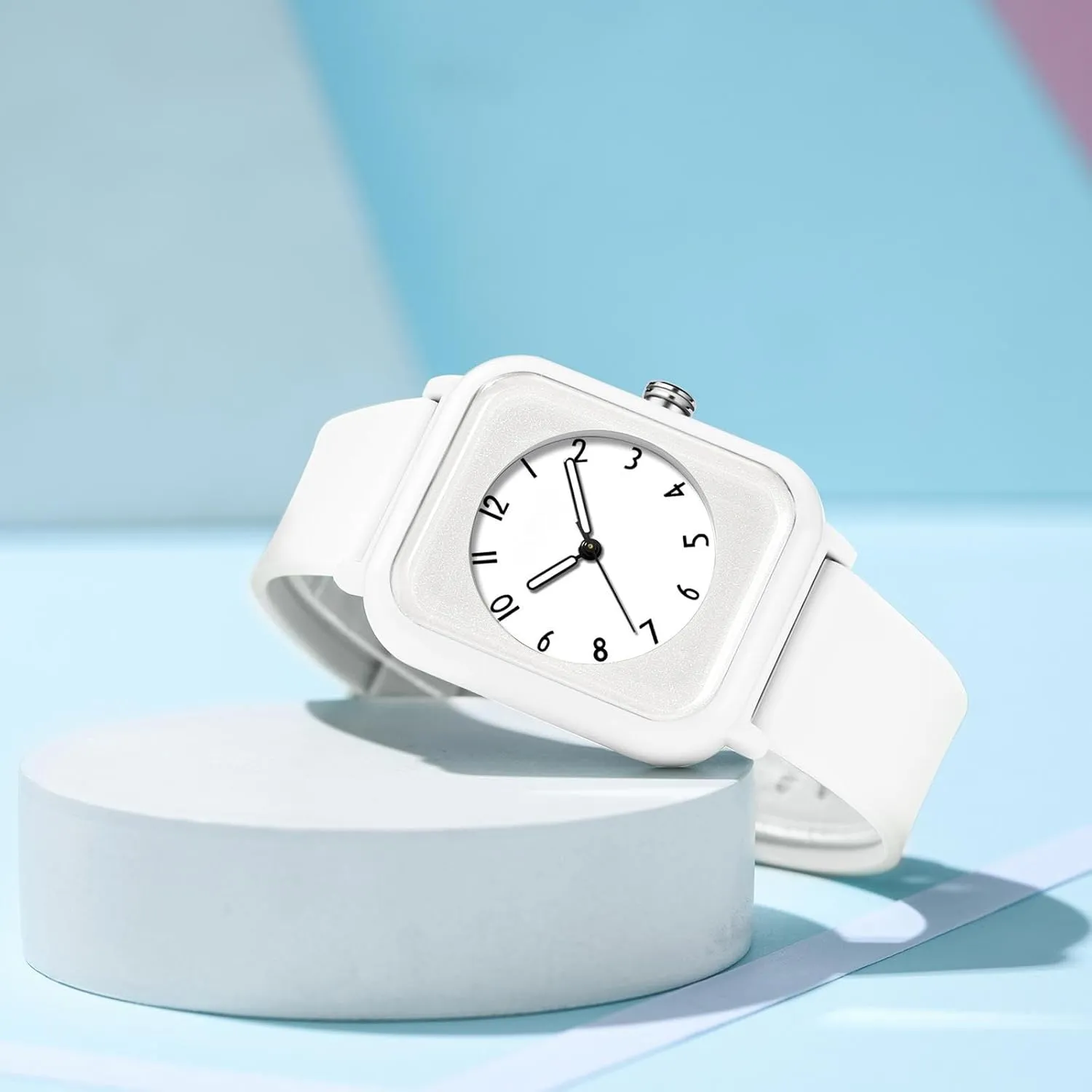 Wristwatch, Rectangle Face with Simple Minimalist consensus Designer Luminous Analog Quartz Pink Watches for Women, 5ATM Waterproof Ladies Wrist Watch Sports 