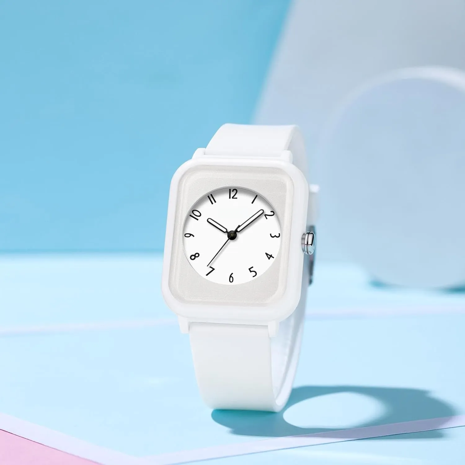 Wristwatch, Rectangle Face with Simple Minimalist consensus Designer Luminous Analog Quartz Pink Watches for Women, 5ATM Waterproof Ladies Wrist Watch Sports 