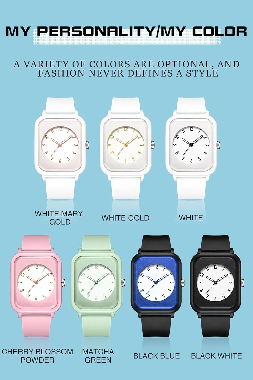 Wristwatch, Rectangle Face with Simple Minimalist consensus Designer Luminous Analog Quartz Pink Watches for Women, 5ATM Waterproof Ladies Wrist Watch Sports 