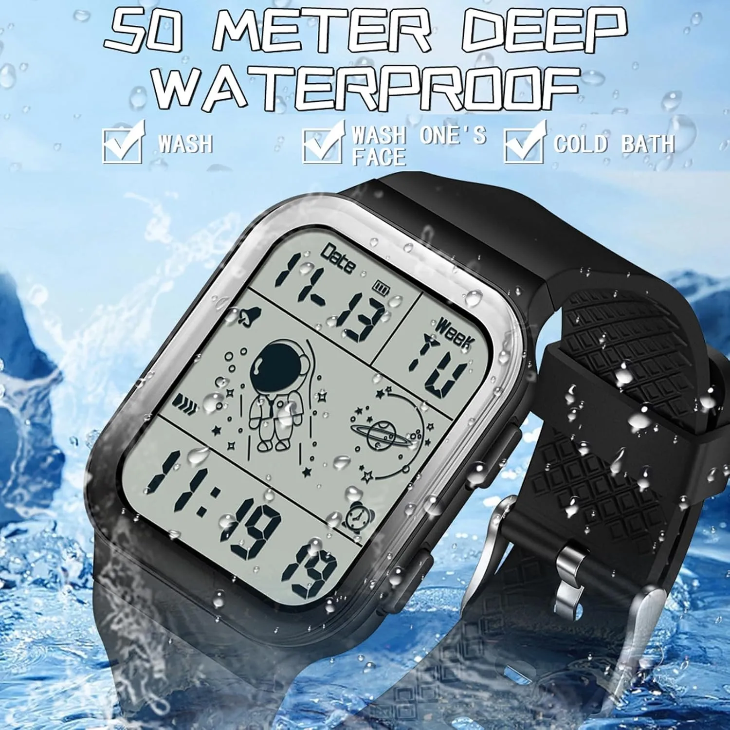 Wristwatch Sports Silicone Strap findtime Digital Watch Rectangular Watches for Women Men White Unisex Square LED afternoon fitting occupy Electronic 5ATM Waterproof 