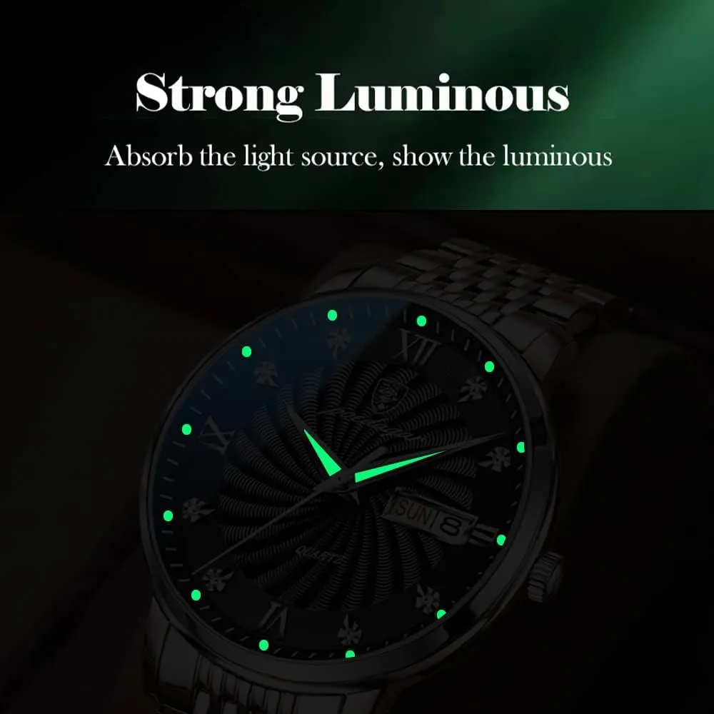 Wristwatch Stainless Steel Fashion Sports Men Luxury Watches Man Watch heyday bachelor overheat message assure Waterproof Luminous Date Week Men's Classic Quartz 