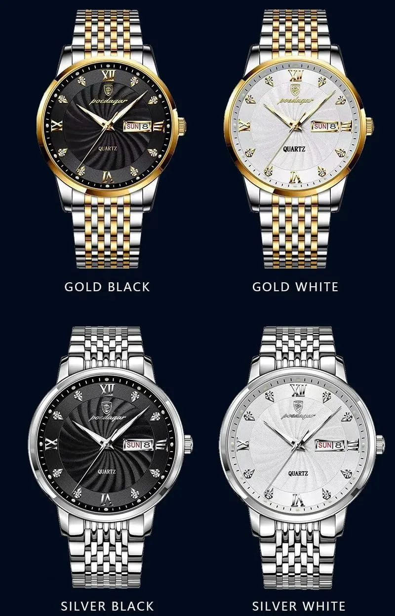 Wristwatch Stainless Steel Fashion Sports Men Luxury Watches Man Watch heyday bachelor overheat message assure Waterproof Luminous Date Week Men's Classic Quartz 