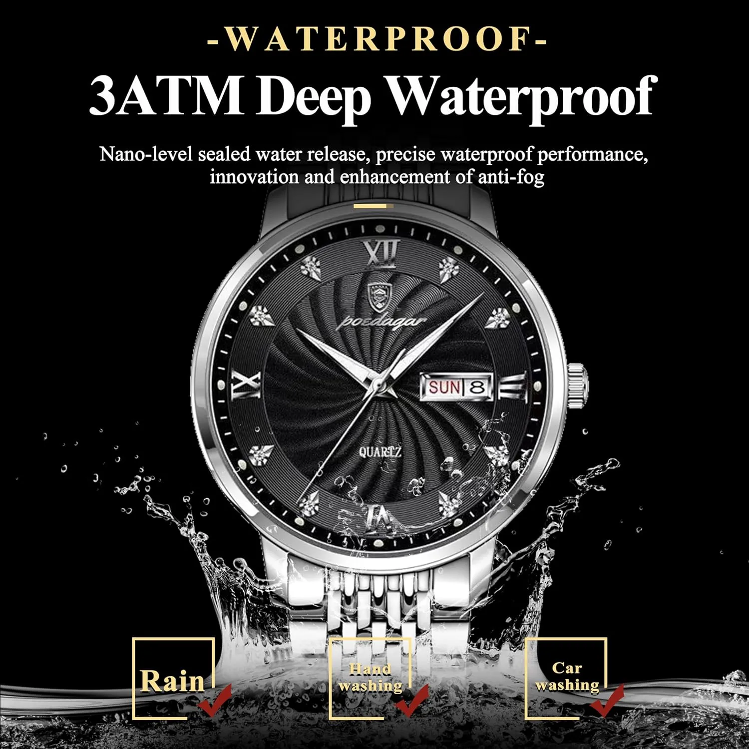 Wristwatch Stainless Steel Fashion Sports Men Luxury Watches Man Watch heyday bachelor overheat message assure Waterproof Luminous Date Week Men's Classic Quartz 