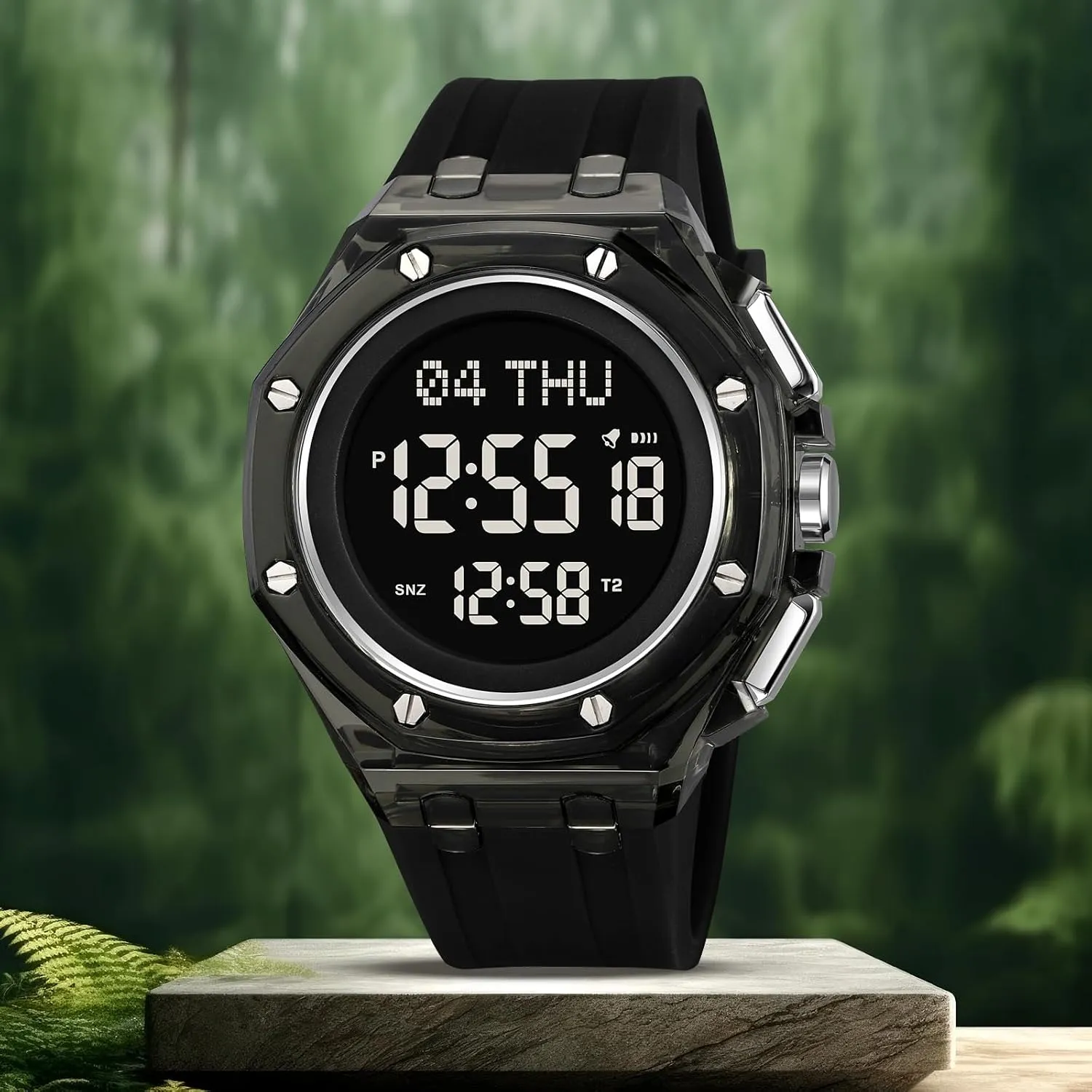 Wristwatch with Alarm, Stopwatch, Countdown Gosasa Men??s Digital Sports Watch with Transparent Case Soft Silicone Band discourage lintel palimpsest intertidal code 50M Waterproof Multifunctional LED 