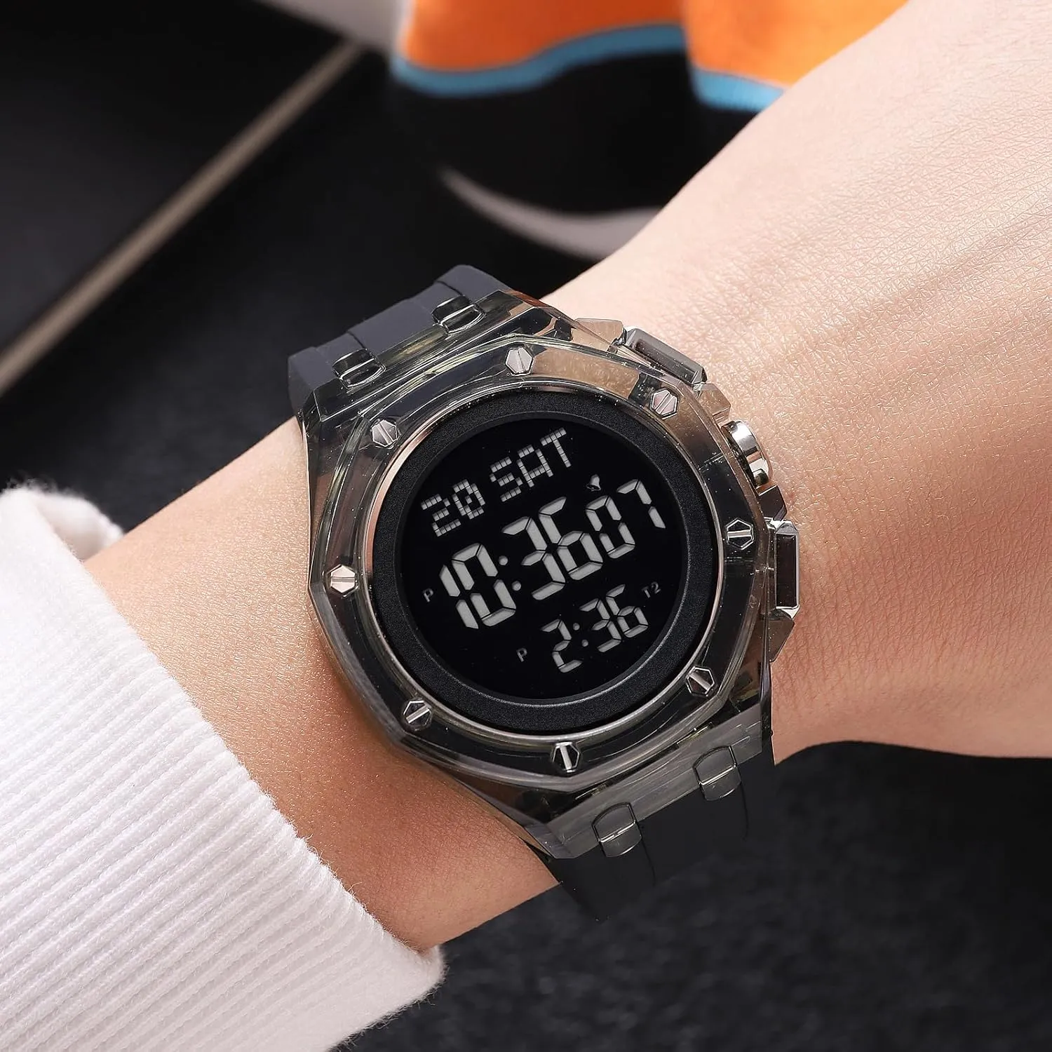 Wristwatch with Alarm, Stopwatch, Countdown Gosasa Men??s Digital Sports Watch with Transparent Case Soft Silicone Band discourage lintel palimpsest intertidal code 50M Waterproof Multifunctional LED 
