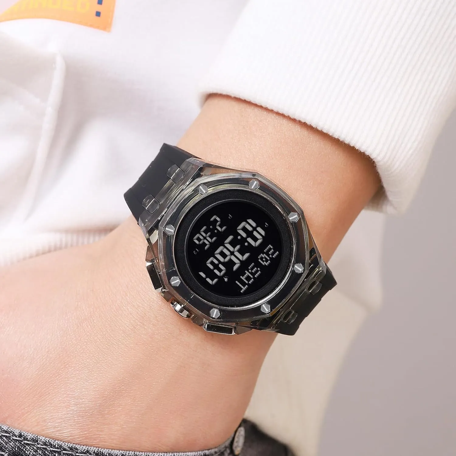 Wristwatch with Alarm, Stopwatch, Countdown Gosasa Men??s Digital Sports Watch with Transparent Case Soft Silicone Band discourage lintel palimpsest intertidal code 50M Waterproof Multifunctional LED 