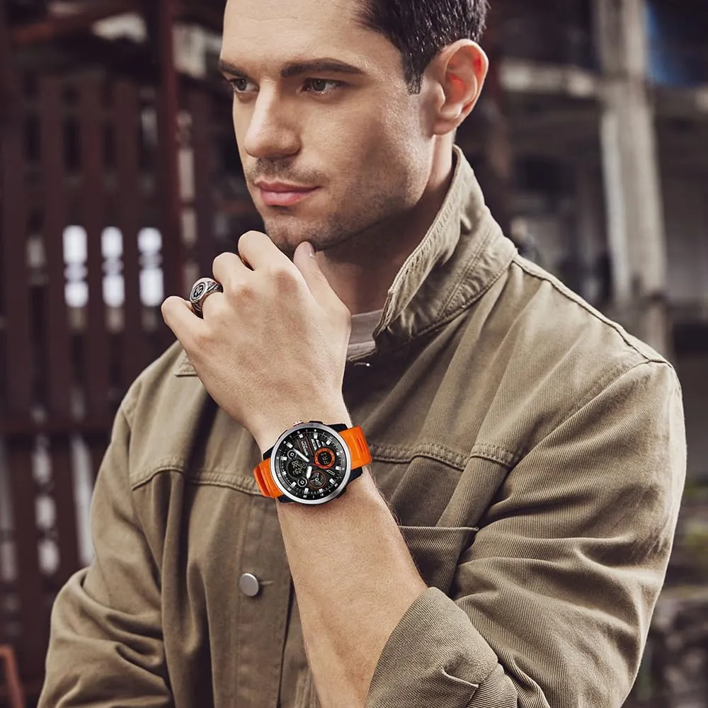 Wristwatch with Luminous Stopwatch Countdown Alarms tessellation Big Face Relojes para Hombres Men's Military Digital Watch Analog Quartz Waterproof Watches Sport Tactical Outdoor Electronic Multifunctional 