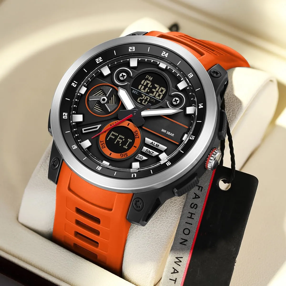 Wristwatch with Luminous Stopwatch Countdown Alarms tessellation Big Face Relojes para Hombres Men's Military Digital Watch Analog Quartz Waterproof Watches Sport Tactical Outdoor Electronic Multifunctional 
