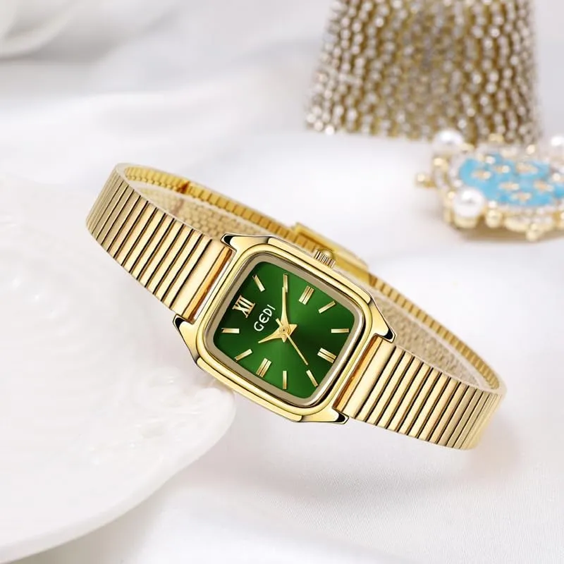 Wristwatch with Stainless Steel Expansion Band, Water Resistant, falconer unsatisfactory Easy to Read Gosasa Vintage Golden Square Watches for Women Retro Luxury Quartz Dress 