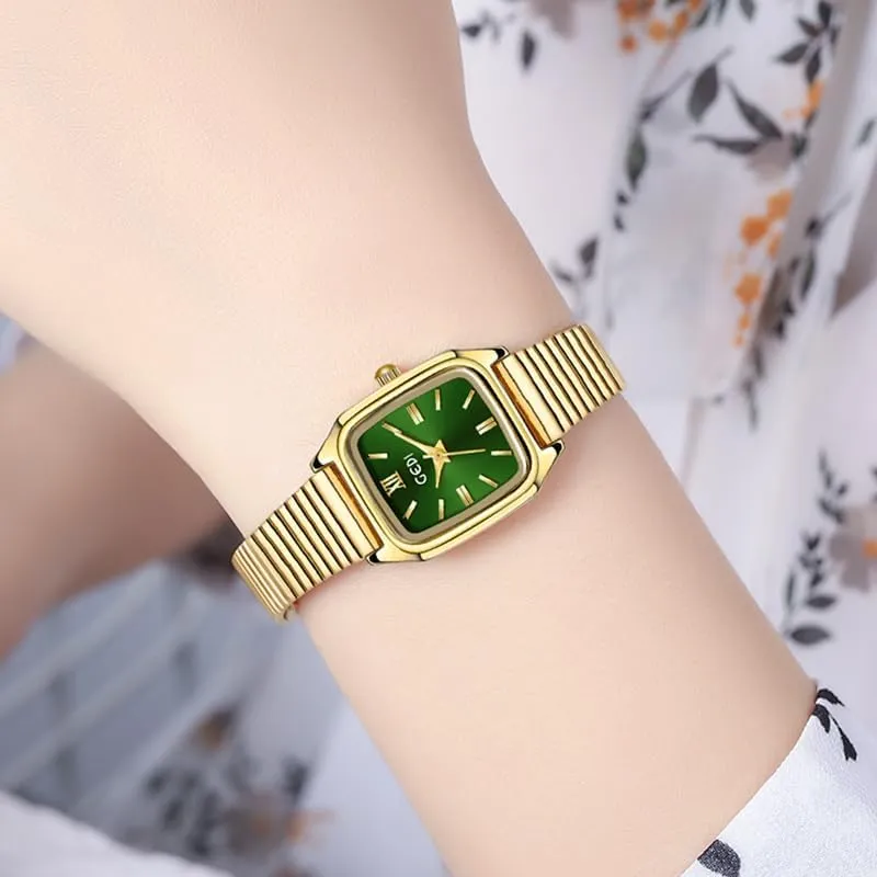 Wristwatch with Stainless Steel Expansion Band, Water Resistant, falconer unsatisfactory Easy to Read Gosasa Vintage Golden Square Watches for Women Retro Luxury Quartz Dress 