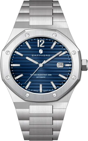 Wristwatches for Man SAPPHERO Men's stain Watches Mechanical Automatic Watches for Men Date Luxury Analog 50 Meter Waterproof Business Sports Stainless Steel Strap 