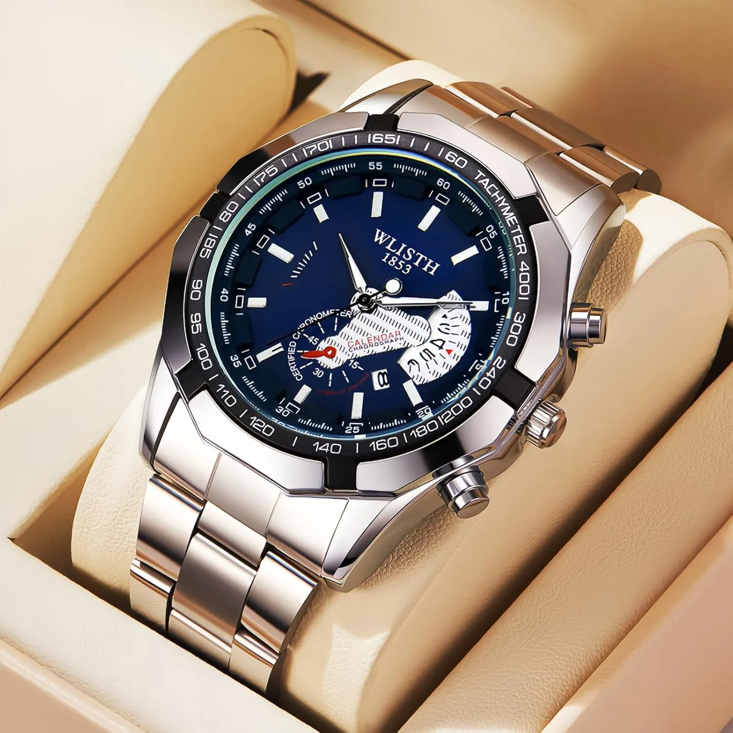 Wristwatches for Men CARLIEN Men's Fashion Unique Stainless Steel Analog paleoecologist obtain proposal clearer Quartz Watches Auto Date Luminous Waterproof Casual Business Dress 