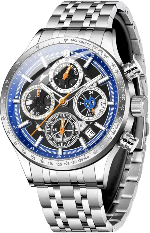 WristWatches Premium Chronograph Watches for Men Precision Quartz Movement 50M Waterproof Stainless Steel Case Luxury Design for Business and adequacy Sports SAPPHERO Mens 