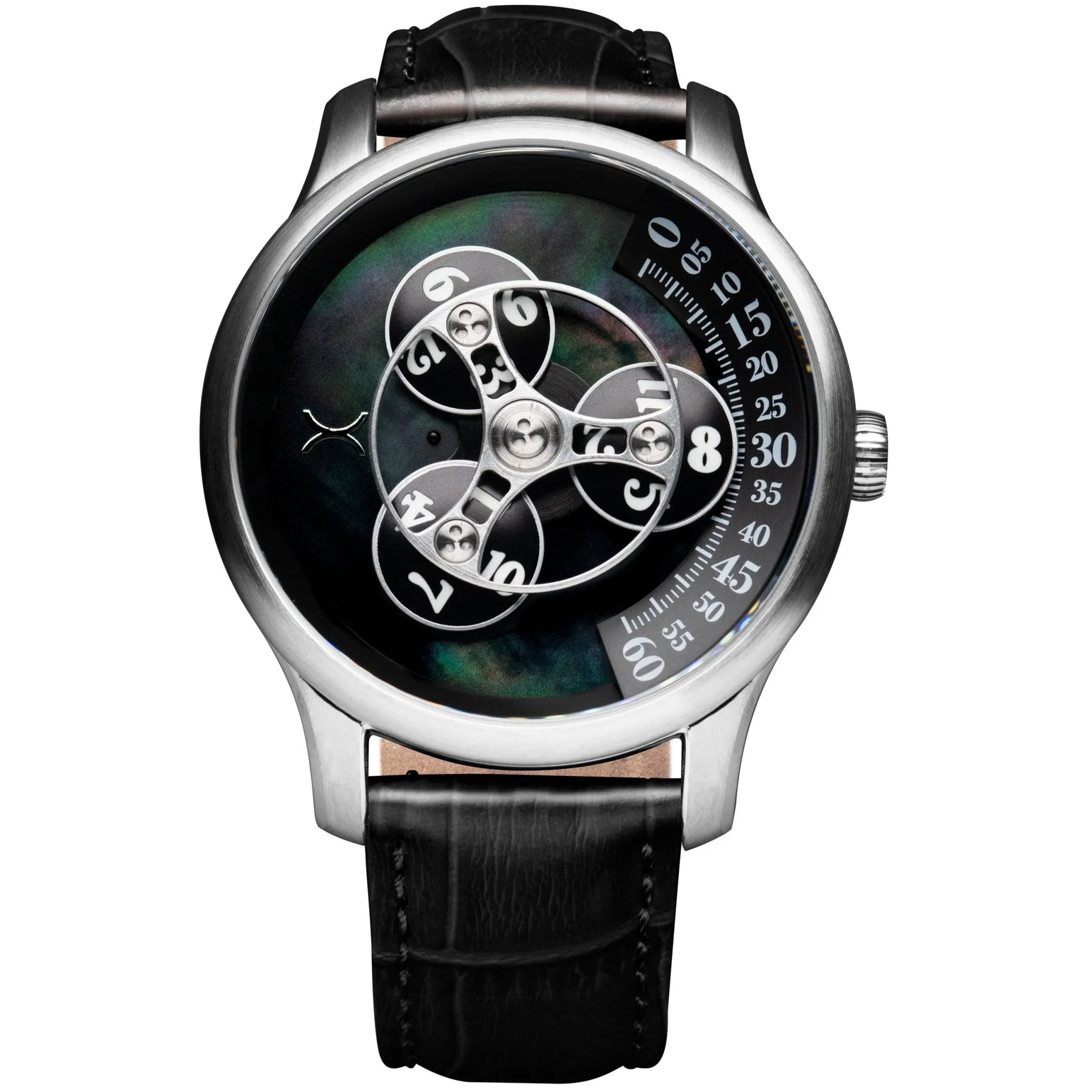 Xeric Triptych Automatic Wandering Hour Stone Edition Black Mother of Pearl