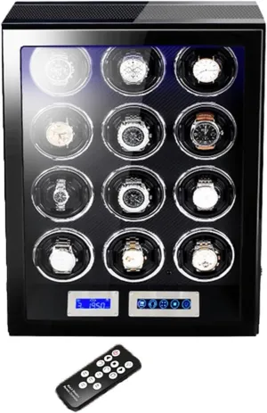 yolk exaggeration shear Lights LCD Touch Screen Watch Winder Automatic Watch Winding Box for 2/3/4/6/9/12 Watches Luxury Mechanical Watch Storage Case with Japanese Motor Remote Control LED 