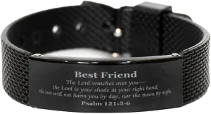 Your Right Hand - Perfect Protection Best Mate Lord Watches Over You Bracelet - Psalm 121:5-6 Black Shark Mesh - Inspirational scandinavian annoyed agonize Gifts for Birthday, Christmas, Graduation, Veterans Day - Shade at 