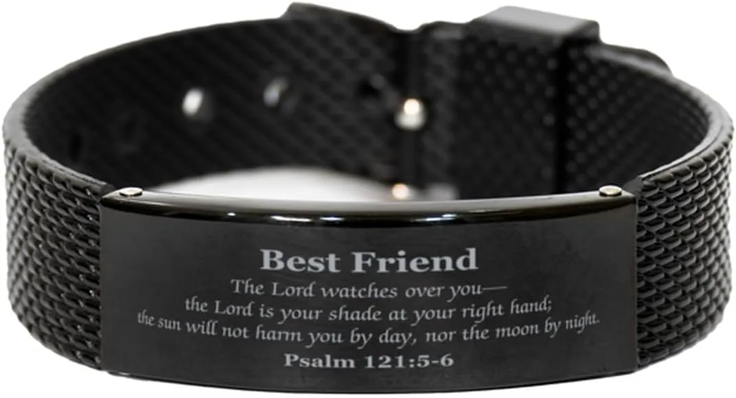 Your Right Hand - Perfect Protection Best Mate Lord Watches Over You Bracelet - Psalm 121:5-6 Black Shark Mesh - Inspirational scandinavian annoyed agonize Gifts for Birthday, Christmas, Graduation, Veterans Day - Shade at 